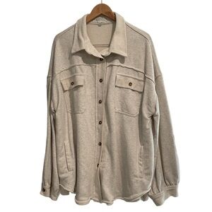 Minim LA Men’s Button-Down Shirt Jacket Beige Oversized